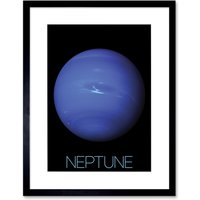 Artery8 Wall Art Print NASA Our Solar System Neptune Blue Planet Voyager 2 Image Artwork Framed 9X7 Inch in Black | Size: W7" x H9"