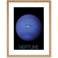 Artery8 Wall Art Print NASA Our Solar System Neptune Blue Planet Voyager 2 Image Artwork Framed 9X7 Inch in Beige | Size: W7" x H9"