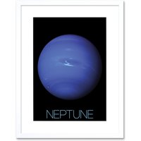 Artery8 Wall Art Print NASA Our Solar System Neptune Blue Planet Voyager 2 Image Artwork Framed 9X7 Inch in White | Size: W7" x H9"