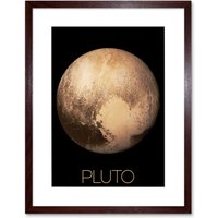 Artery8 Wall Art Print NASA Our Solar System Pluto New Horizons Image Artwork Framed 9X7 Inch in Brown | Size: W7" x H9"