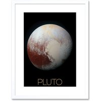 Artery8 Wall Art Print NASA Our Solar System Pluto New Horizons Enhanced Colour Image Artwork Framed 9X7 Inch in White | Size: W7" x H9"