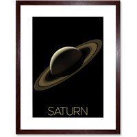 Artery8 Wall Art Print NASA Our Solar System Saturn Planet Rings Cassini Mission Artwork Framed 9X7 Inch in Brown | Size: W7" x H9"
