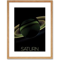 Artery8 Wall Art Print NASA Our Solar System Saturn Planet Shadow View Cassini Artwork Framed 9X7 Inch in Beige | Size: W7" x H9"