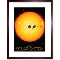 Artery8 Wall Art Print NASA Our Solar System Planets & Sun Size Comparison Artwork Framed 9X7 Inch in Brown | Size: W7" x H9"