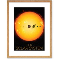 Artery8 Wall Art Print NASA Our Solar System Planets & Sun Size Comparison Artwork Framed 9X7 Inch in Beige | Size: W7" x H9"