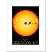 Artery8 Wall Art Print NASA Our Solar System Planets & Sun Size Comparison Artwork Framed 9X7 Inch in White | Size: W7" x H9"