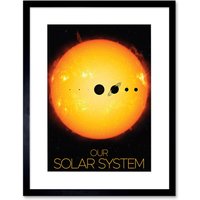 Artery8 Wall Art Print NASA Our Solar System Planets & Sun Size Comparison Dark Artwork Framed 9X7 Inch in Black | Size: W7" x H9"