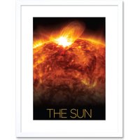 Artery8 Wall Art Print NASA Our Solar System The Sun Solar Flare Observatory Image Artwork Framed 9X7 Inch in White | Size: W7" x H9"