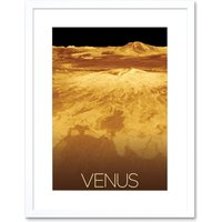 Artery8 Wall Art Print NASA Our Solar System Venus Planet Sapas Mons Artwork Framed 9X7 Inch in White | Size: W7" x H9"