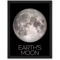 Artery8 Wall Art Print NASA Our Solar System Earth's Moon Lunar Orbiter Image Large Framed Wall Décor Art in Light Oak | Size: W18" x H24"