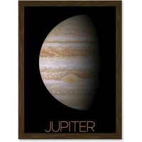 Artery8 NASA Our Solar System Jupiter Planet Image Red Spot Artwork Framed Wall Art Print A4 in Brown