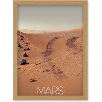 Artery8 NASA Our Solar System Mars Rover Planet Surface Image Artwork Framed Wall Art Print A4 in Light Oak