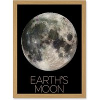 Artery8 NASA Our Solar System Earth's Moon Lunar Galileo Image Artwork Framed Wall Art Print A4 in Light Oak