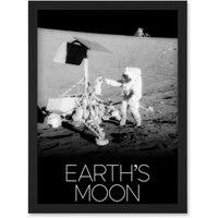 Artery8 NASA Our Solar System Earth's Moon Apollo 12 Lunar Surveyor Artwork Framed Wall Art Print A4 in Black