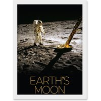 Artery8 NASA Our Solar System Moon Apollo 11 Lunar Module Buzz Aldrin Artwork Framed Wall Art Print A4 in White