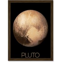 Artery8 NASA Our Solar System Pluto New Horizons Image Artwork Framed Wall Art Print A4 in Brown