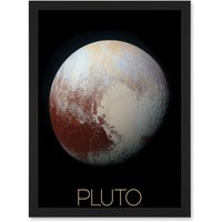 Artery8 NASA Our Solar System Pluto New Horizons Enhanced Colour Image Artwork Framed Wall Art Print A4 in Black