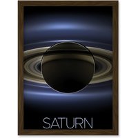 Artery8 NASA Our Solar System Saturn Planet Shadow Cassini Artwork Framed Wall Art Print A4 in Brown