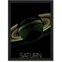 Artery8 NASA Our Solar System Saturn Planet Shadow View Cassini Artwork Framed Wall Art Print A4 in Black