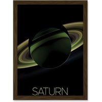 Artery8 NASA Our Solar System Saturn Planet Shadow View Cassini Artwork Framed Wall Art Print A4 in Brown