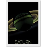Artery8 NASA Our Solar System Saturn Planet Shadow View Cassini Artwork Framed Wall Art Print A4 in White