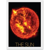 Artery8 NASA Our Solar System The Sun Solar Flare Image Artwork Framed Wall Art Print A4 in White