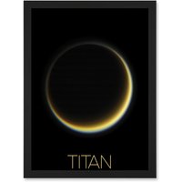 Artery8 NASA Our Solar System Titan Saturn's Moon Night Side Artwork Framed Wall Art Print A4 in Black
