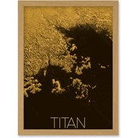 Artery8 NASA Our Solar System Titan Saturn's Moon Ligeia Mare Lake Artwork Framed Wall Art Print A4 in Light Oak