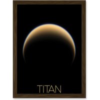 Artery8 NASA Our Solar System Titan Saturn's Moon North Pole Artwork Framed Wall Art Print A4 in Brown