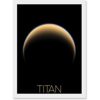 Artery8 NASA Our Solar System Titan Saturn's Moon North Pole Artwork Framed Wall Art Print A4 in White
