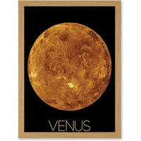 Artery8 NASA Our Solar System Venus Planet Northern Hemisphere Artwork Framed Wall Art Print A4 in Light Oak