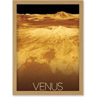 Artery8 NASA Our Solar System Venus Planet Sapas Mons Artwork Framed Wall Art Print A4 in Light Oak