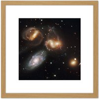 Artery8 Space Galaxies Hubble Space Pictures Picture 8X8 Inch Square Wooden Framed Wall Art Print Picture with Mount in Light Oak