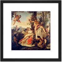 Artery8 Painting Tiepolo Bacchus & Ariadne 8X8 Inch Square Wooden Framed Wall Art Print Picture with Mount in Black
