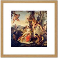Artery8 Painting Tiepolo Bacchus & Ariadne 8X8 Inch Square Wooden Framed Wall Art Print Picture with Mount in Light Oak