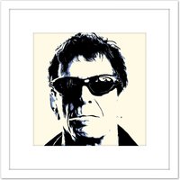 Artery8 Lou Reed Smoking Musician Rock Star Legend 8X8 Inch Square Wooden Framed Wall Art Print Picture with Mount in White