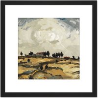 Artery8 Painting Aalto Autumn Landscape With Clouds 8X8 Inch Square Wooden Framed Wall Art Print Picture with Mount in Black