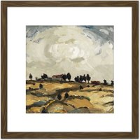 Artery8 Painting Aalto Autumn Landscape With Clouds 8X8 Inch Square Wooden Framed Wall Art Print Picture with Mount in Brown