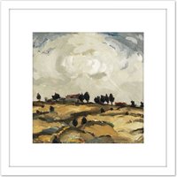 Artery8 Painting Aalto Autumn Landscape With Clouds 8X8 Inch Square Wooden Framed Wall Art Print Picture with Mount in White