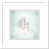 Artery8 Antarctic Regions 1962 Map 8X8 Inch Square Wooden Framed Wall Art Print Picture with Mount in White