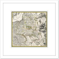 Artery8 Map Antique 1696 Allard Poland Lithuania Old Replica 8X8 Inch Square Wooden Framed Wall Art Print Picture with Mount in White