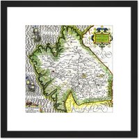Artery8 Map Antique Mercator 16th Century Galicia Old Replica 8X8 Inch Square Wooden Framed Wall Art Print Picture with Mount in Black