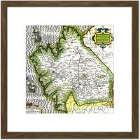 Artery8 Map Antique Mercator 16th Century Galicia Old Replica 8X8 Inch Square Wooden Framed Wall Art Print Picture with Mount in Brown