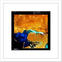 Artery8 Science Map Satellite Dardzha Turkmenistan Caspian 8X8 Inch Square Wooden Framed Wall Art Print Picture with Mount in White