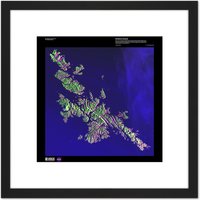 Artery8 Science Map Satellite Shetland Islands Scotland UK Replica 8X8 Inch Square Wooden Framed Wall Art Print Picture with Mount in Black