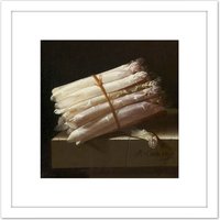 Artery8 Adriaen Coorte Still Life With Asparagus Painting 8X8 Inch Square Wooden Framed Wall Art Print Picture with Mount in White