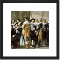 Artery8 Frans Hals Militia District Xi The Meagre Company 8X8 Inch Square Wooden Framed Wall Art Print Picture with Mount in Black