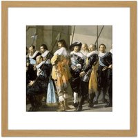 Artery8 Frans Hals Militia District Xi The Meagre Company 8X8 Inch Square Wooden Framed Wall Art Print Picture with Mount in Light Oak