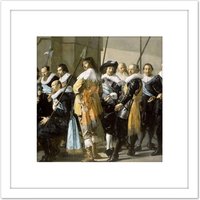 Artery8 Frans Hals Militia District Xi The Meagre Company 8X8 Inch Square Wooden Framed Wall Art Print Picture with Mount in White