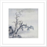 Artery8 Gao Qipei Trees Painting 8X8 Inch Square Wooden Framed Wall Art Print Picture with Mount in White